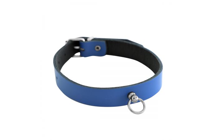 Leather Collar Mini O-Ring blue