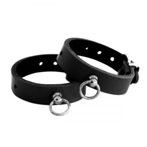 Leather Handcuffs Mini O-Ring black
