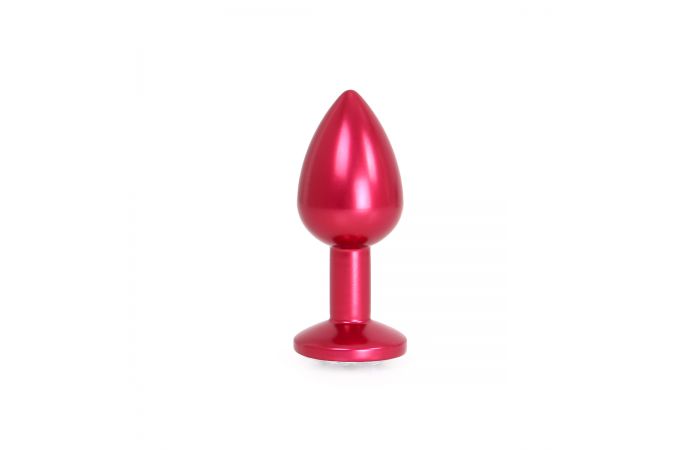 Aluminium Buttplug with Clear Gem red - Afbeelding 2