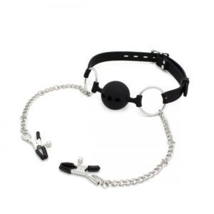 Silicone Ball Gag Met Nipple Play