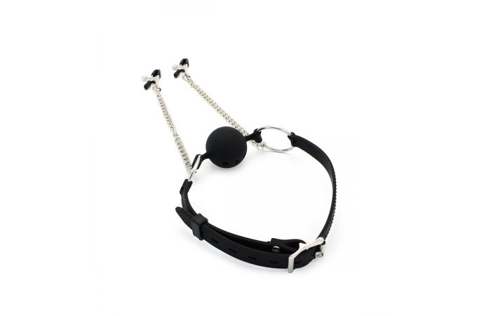 Silicone Ball Gag Met Nipple Play - Afbeelding 3