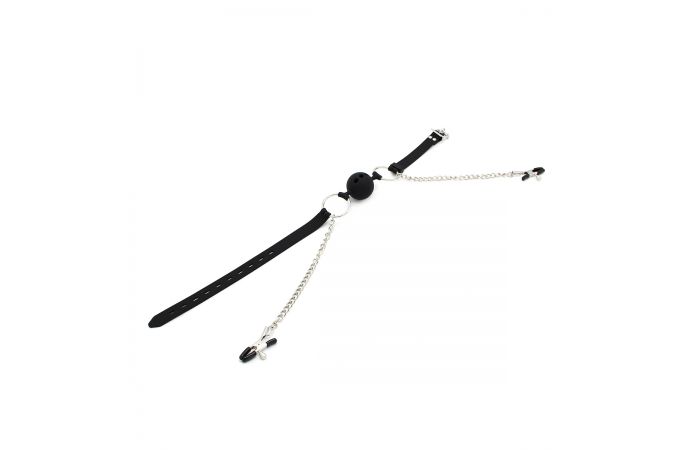 Silicone Ball Gag Met Nipple Play - Afbeelding 4