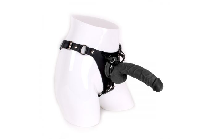 Strap On met Zwarte Dildo Black 22cm