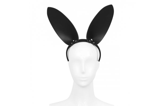 Black Leather Bunny Ears Headband