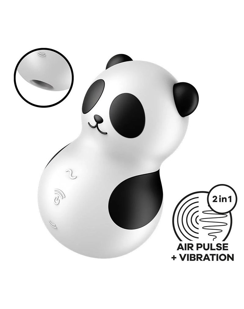 Satisfyer Pocket Panda Dubbele Air Pulse Zwart Wit
