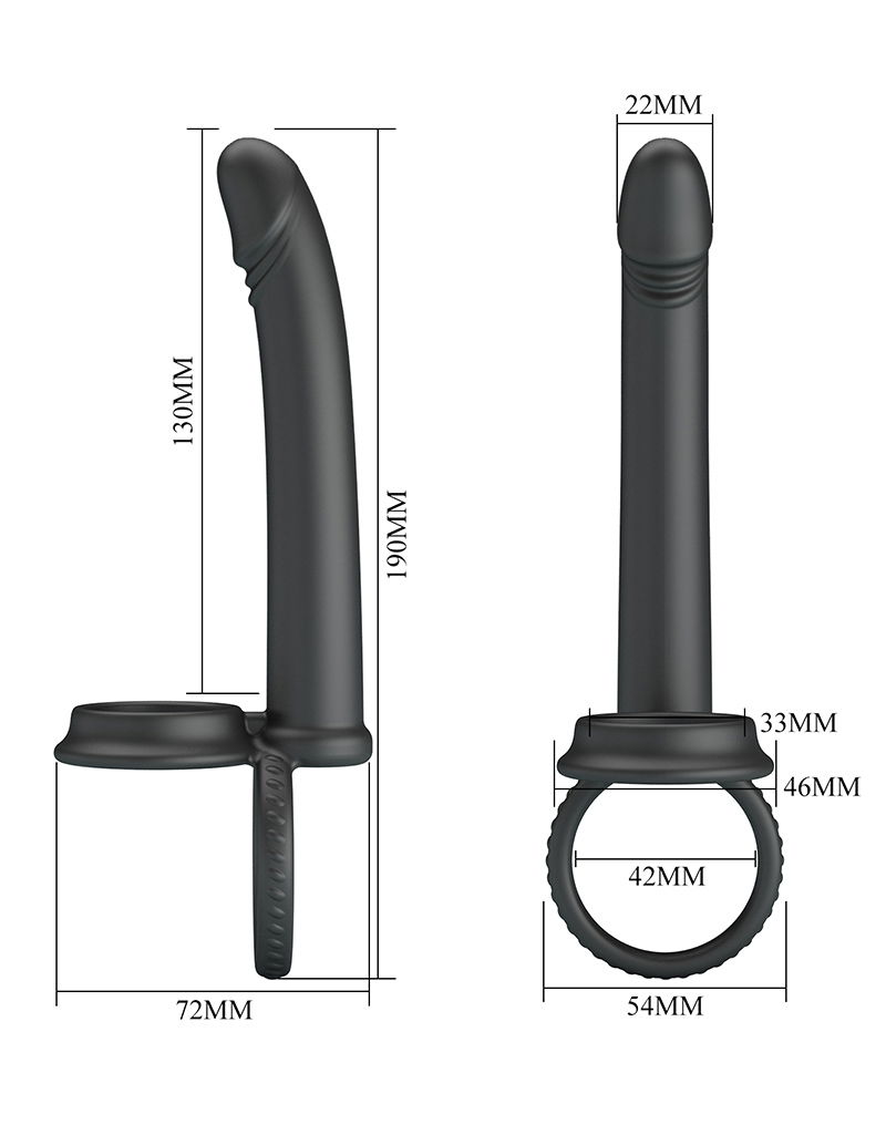 Pretty Love Moses Cock en Ball Ring Dildo Zwart - Afbeelding 9