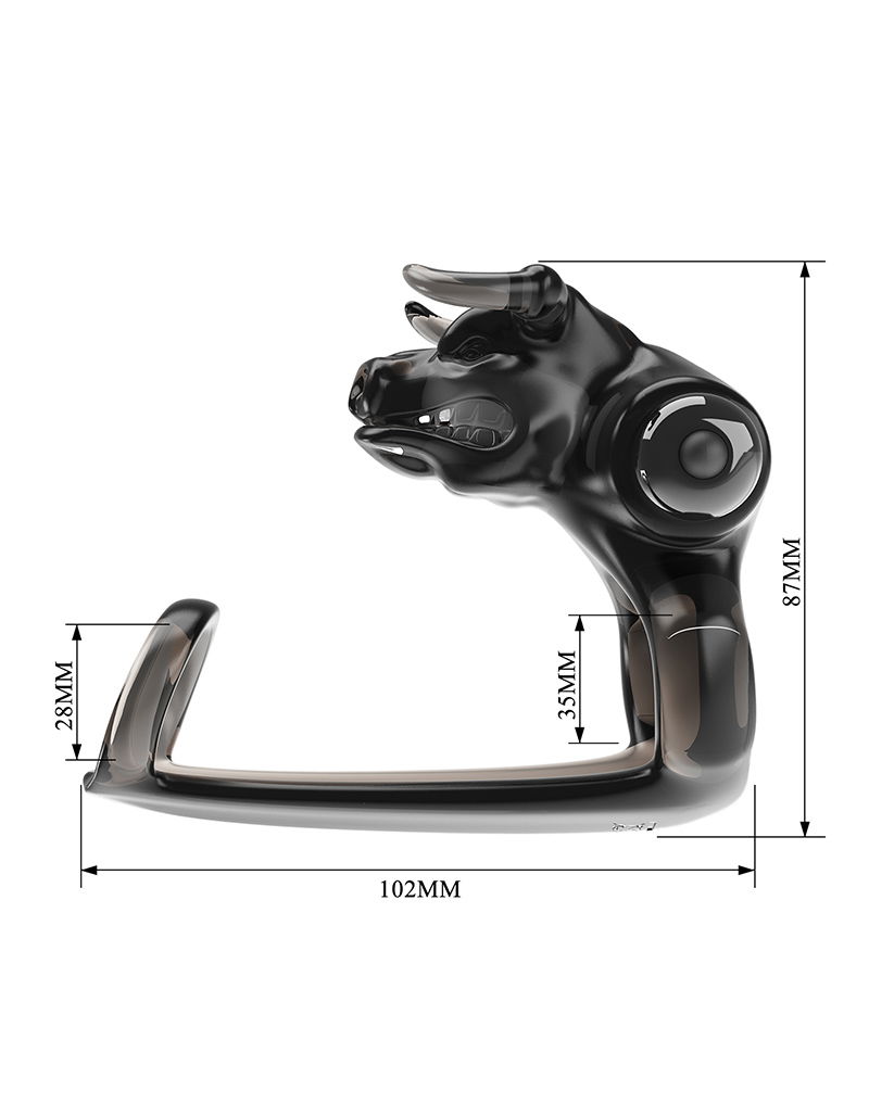 Pretty Love Bull Warrior Penisring Zwart - Afbeelding 6