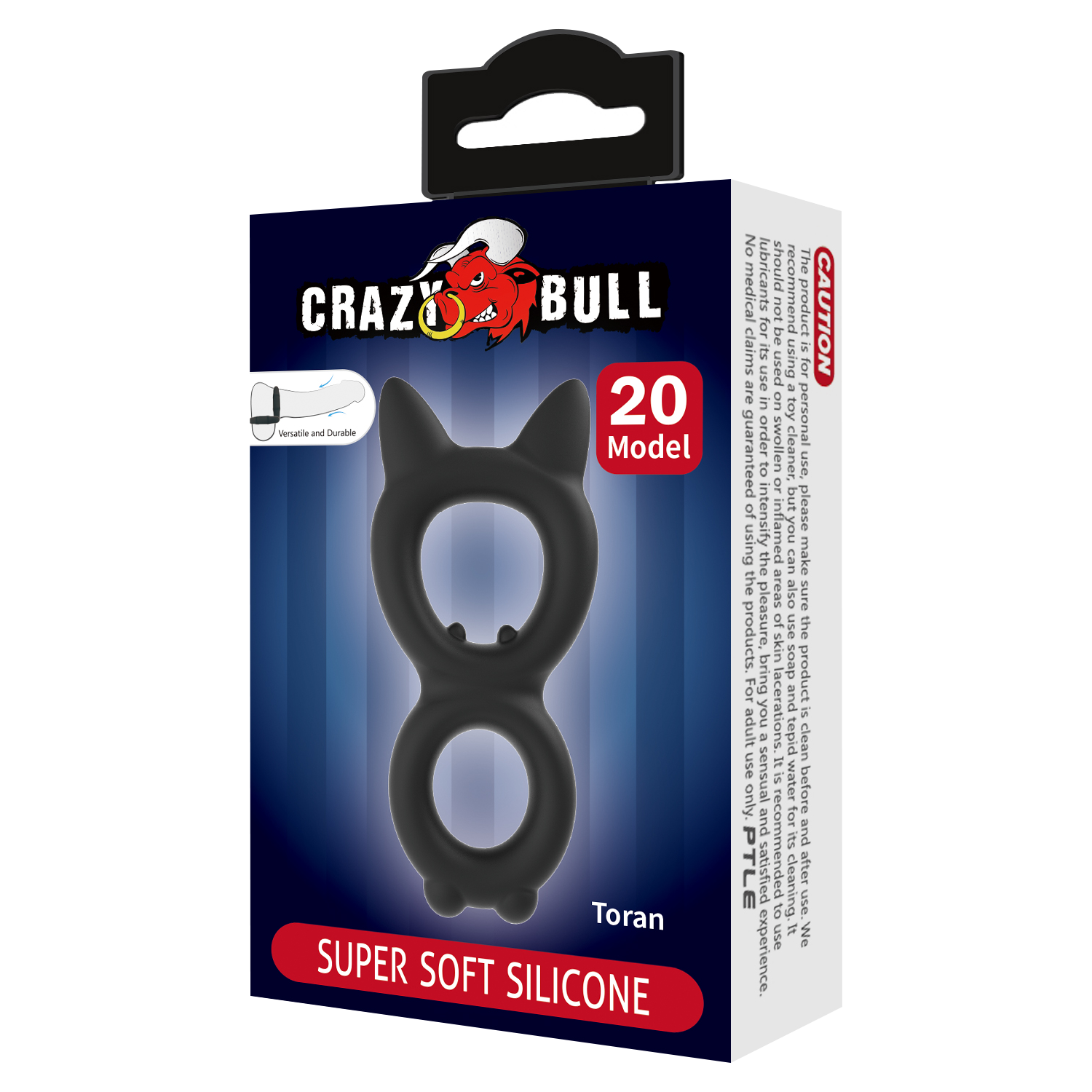 Crazy Bull Toran Cock Ring Model 20 Zwart - Afbeelding 2