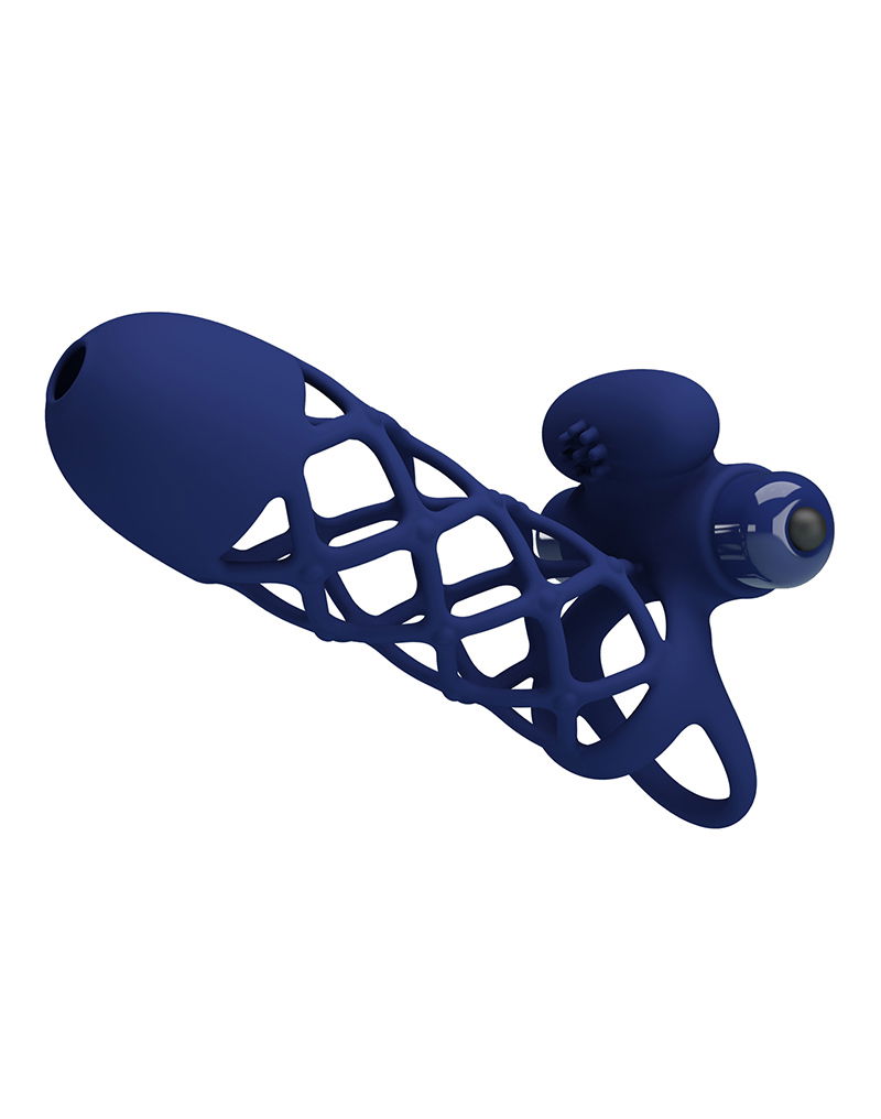 Giann Vibrerende Cock Sleeve Donkerblauw - Afbeelding 3