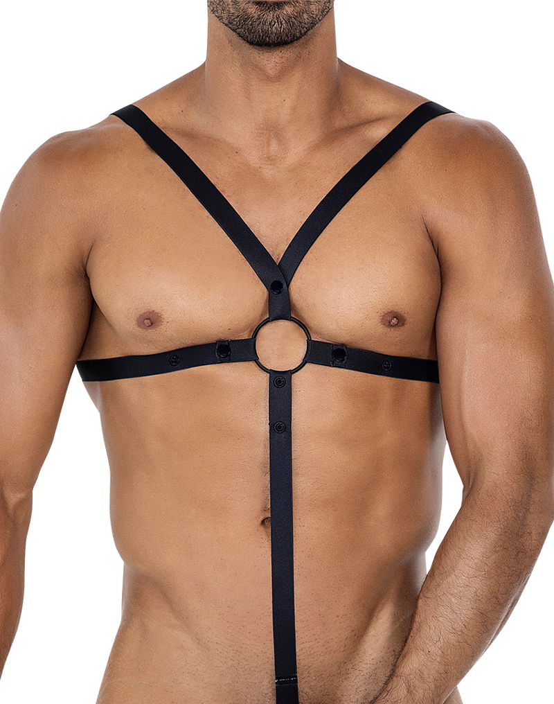 H4RNESS by C4M - C-Ring Gekruist Harnas - Zwart - Afbeelding 2