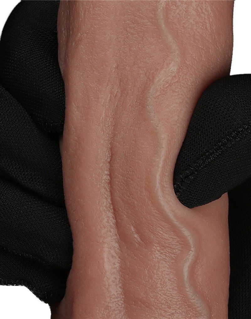 Dubbellaagse siliconen dildo 22,5 cm Bruin - Afbeelding 11