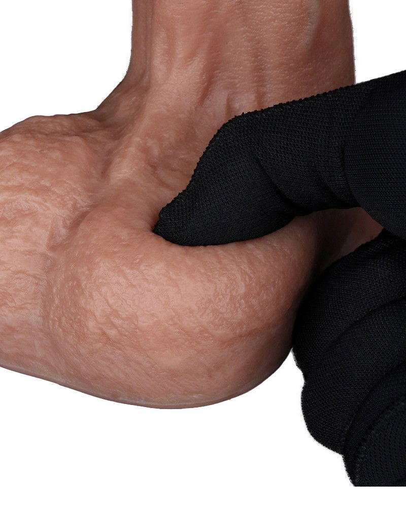 Dubbellaagse siliconen dildo 22,5 cm Bruin - Afbeelding 12
