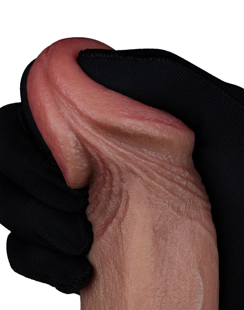 Dubbellaagse siliconen dildo 22,5 cm Bruin - Afbeelding 14