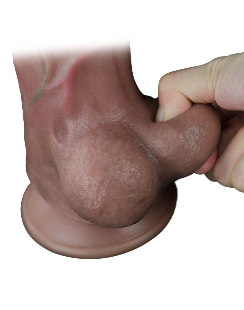LoveToy Dubbellaagse siliconen dildo 29,5 x 5,5cm Bruin - Afbeelding 9