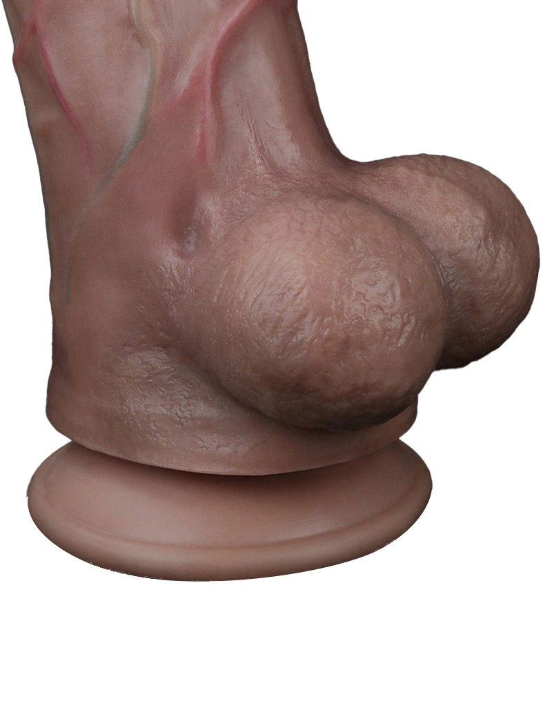 LoveToy Dubbellaagse siliconen dildo 29,5 x 5,5cm Bruin - Afbeelding 7