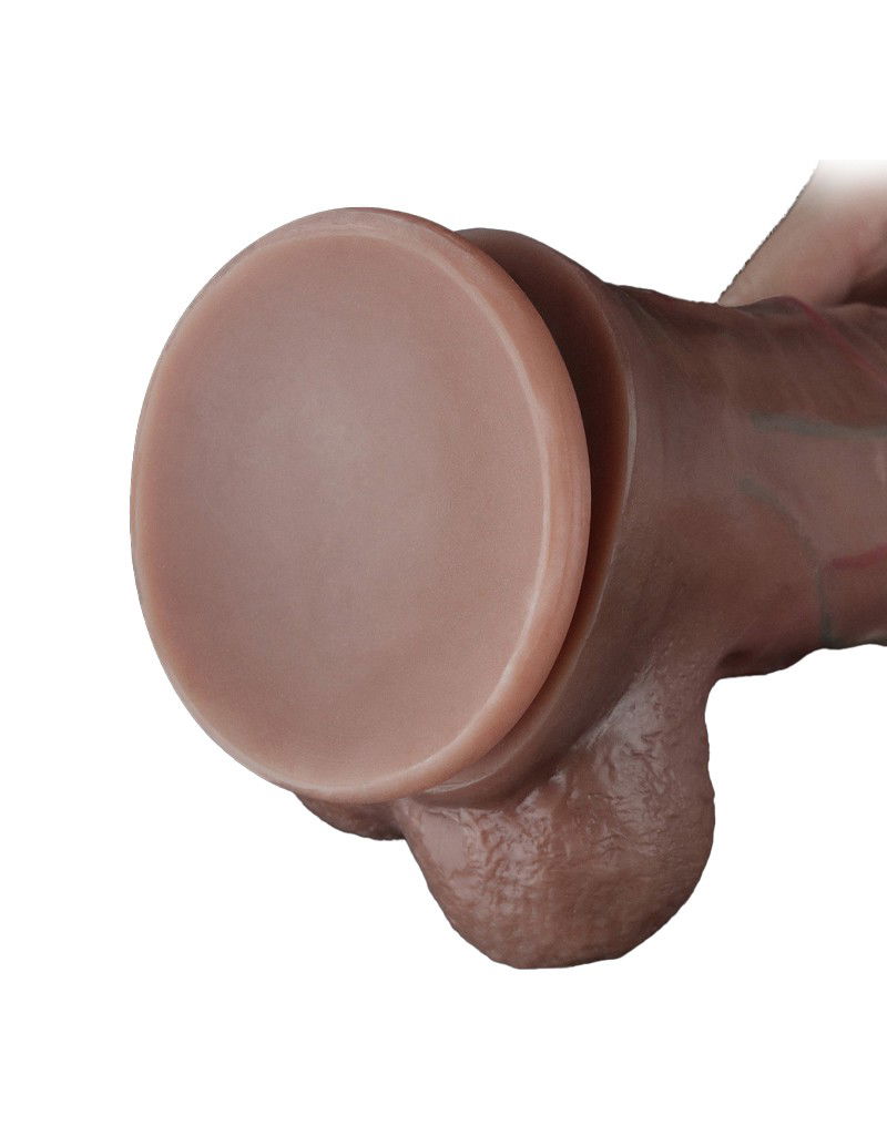 LoveToy Dubbellaagse siliconen dildo 29,5 x 5,5cm Bruin - Afbeelding 8