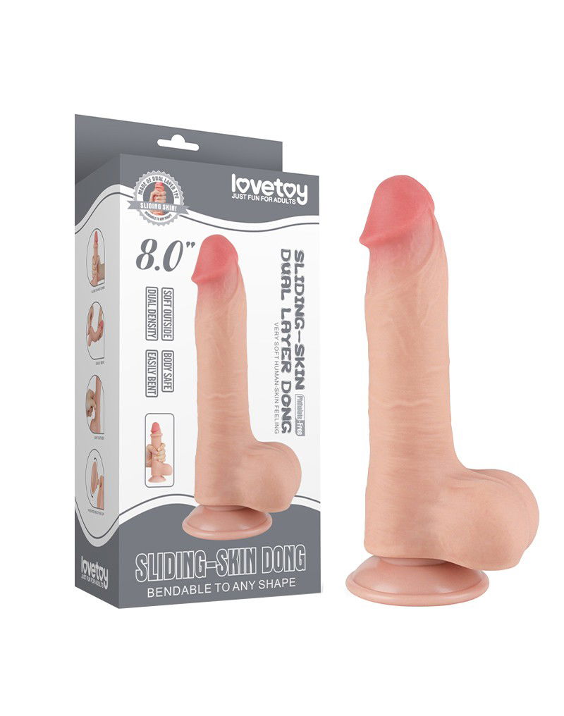 LoveToy Glijdende Huid Dildo 20 cm Nude - Afbeelding 2