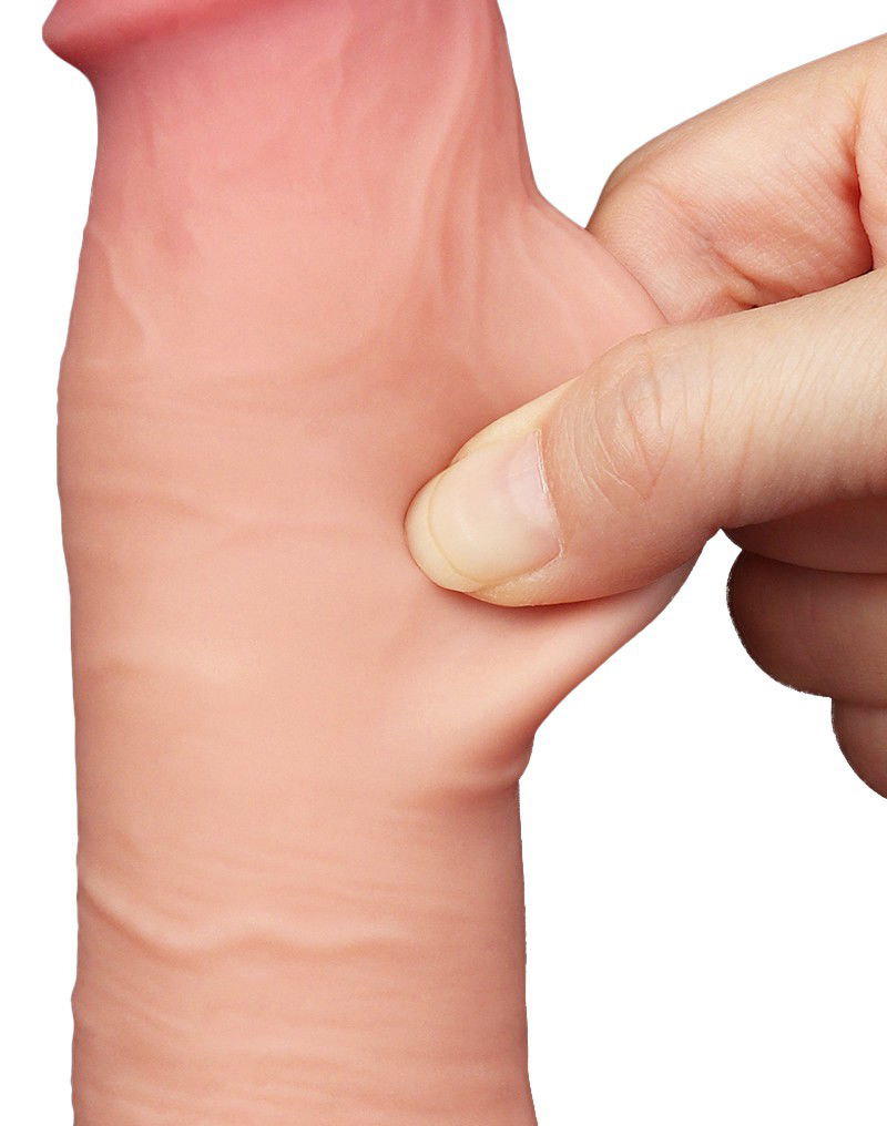 LoveToy Glijdende Huid Dildo 20 cm Nude - Afbeelding 11