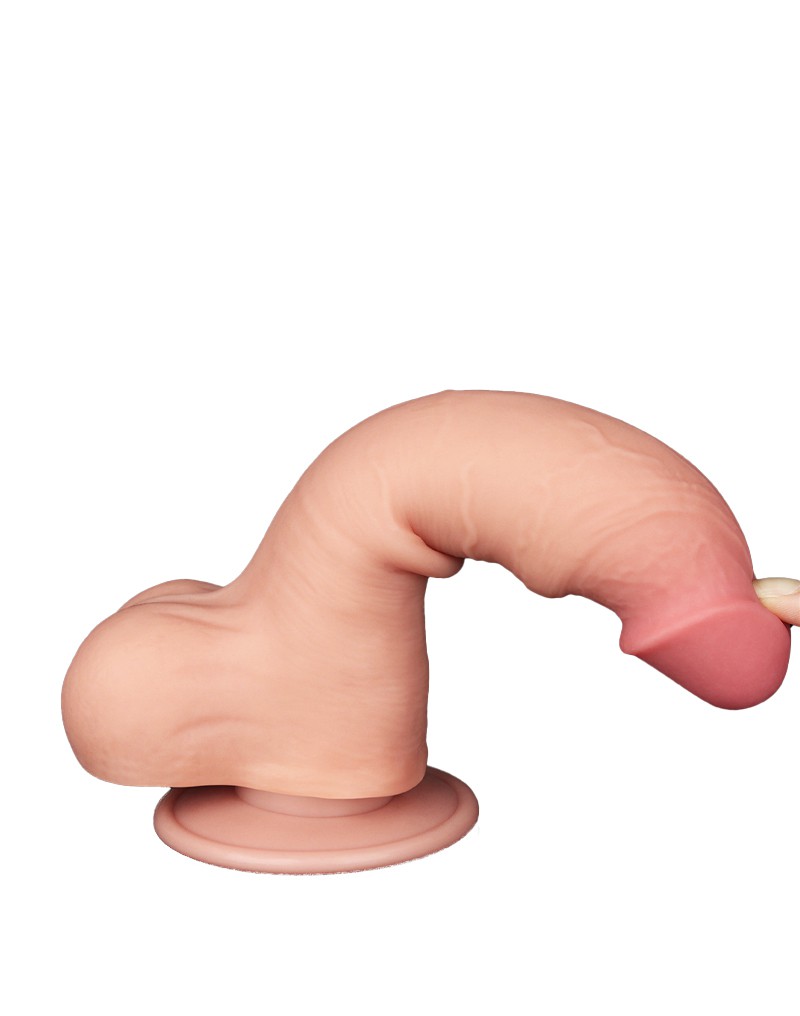 LoveToy Glijdende Huid Dildo 20 cm Nude - Afbeelding 5