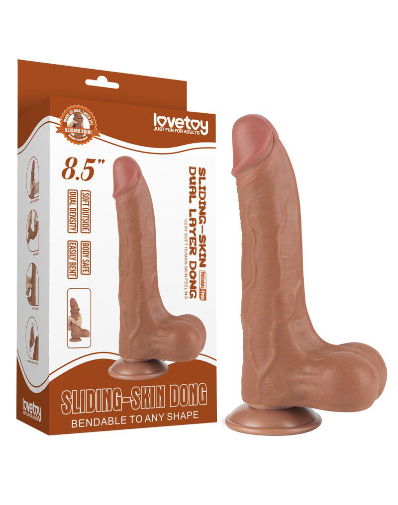 LoveToy Sliding Skin Dildo 22 cm Bruin - Afbeelding 2