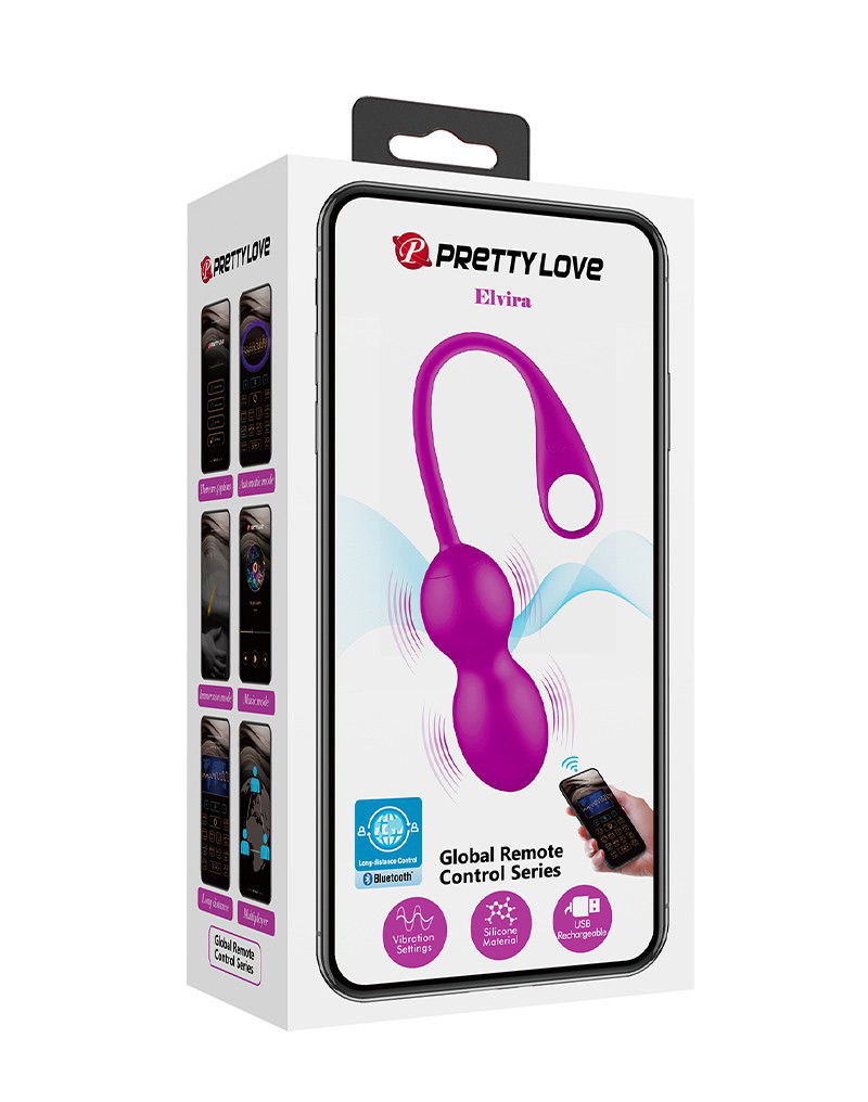 Pretty Love - Elvira - Vibrerende Kegelballetjes met App-bediening - Paars - Afbeelding 2