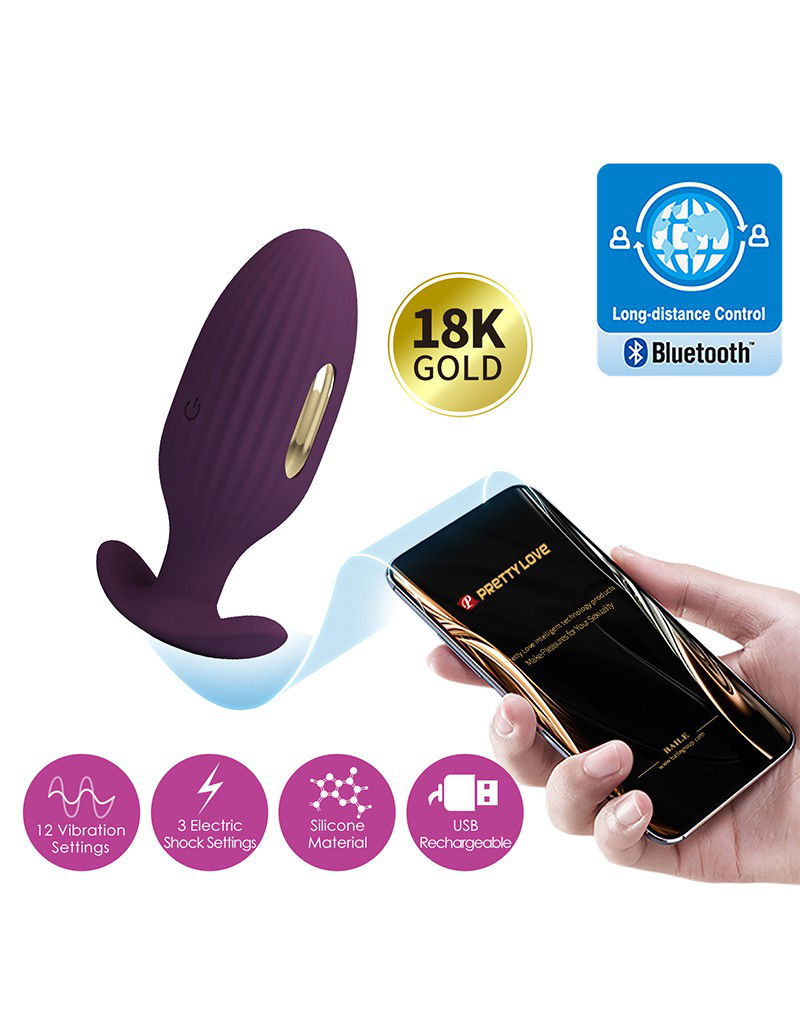 Pretty Love Jefferson Electric Shock Buttplug App Paars - Afbeelding 2