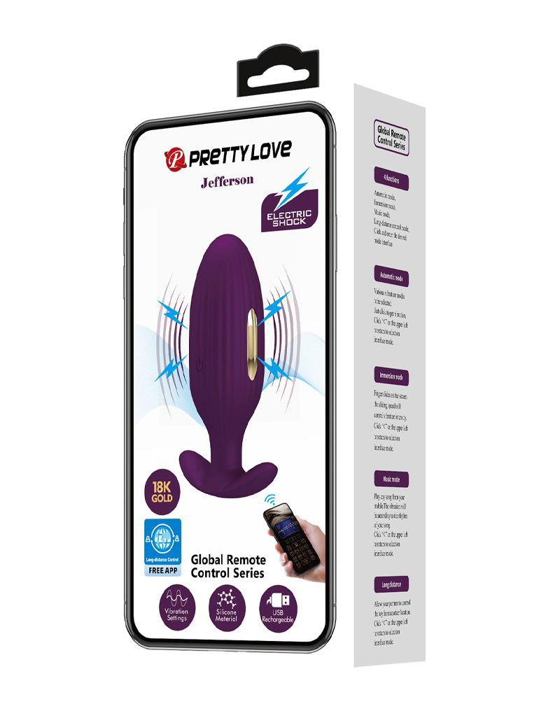 Pretty Love Jefferson Electric Shock Buttplug App Paars - Afbeelding 3