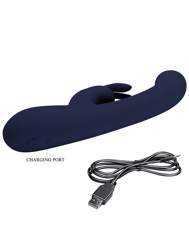 Lamar Rabbit Vibrator met Digitaal LED Display Donkerblauw - Afbeelding 7