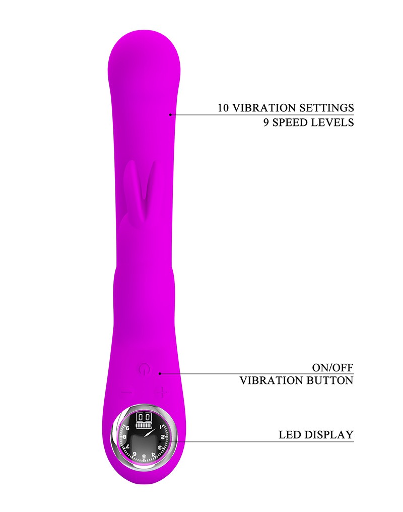 Lamar Rabbit Vibrator met Digitaal LED Display Paars - Afbeelding 7