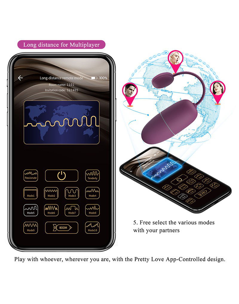 Pretty Love - Nymph - Draagbare Vibrator met Appbediening - Paars - Afbeelding 13