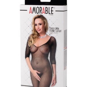 Amorable by Rimba – Open Visnet Catsuit – One Size – Zwart