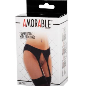 Amorable by Rimba – Jarretelgordel met Kousen – One Size – Zwart