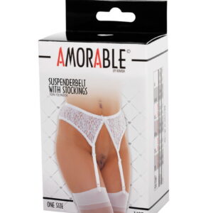 Amorable by Rimba – Jarretelgordel met Kousen – One Size – Wit