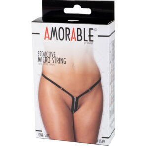 Amorable by Rimba – Mini G-string met Ritssluiting – One Size – Zwart