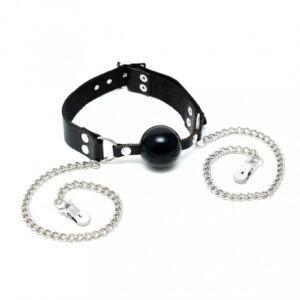 Rimba – Mondknevel met silicone bal met tepelklemmen