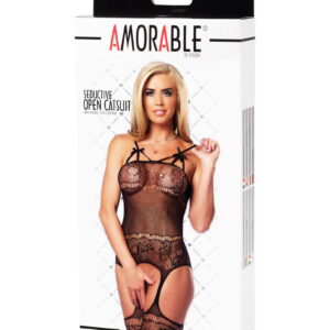 Amorable by Rimba – Open Catsuit – One Size – Zwart