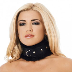 Rimba Bondage Play – Luxe Halsband met bont – Zwart