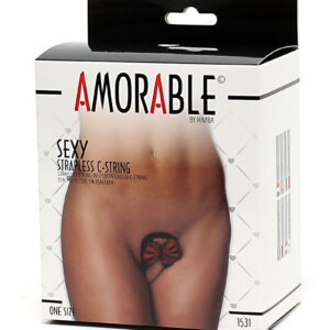 Amorable by Rimba – Strapless C-String – One Size – Zwart / Rood