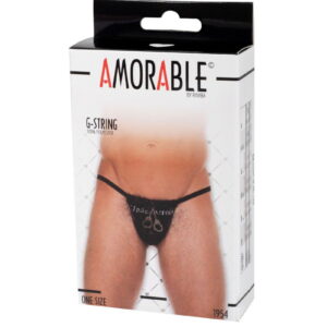 Amorable by Rimba – String met tekst – One Size – Zwart