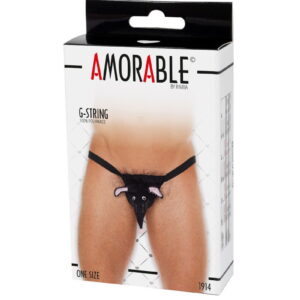 Amorable by Rimba – String met rattenkop – One Size – Zwart
