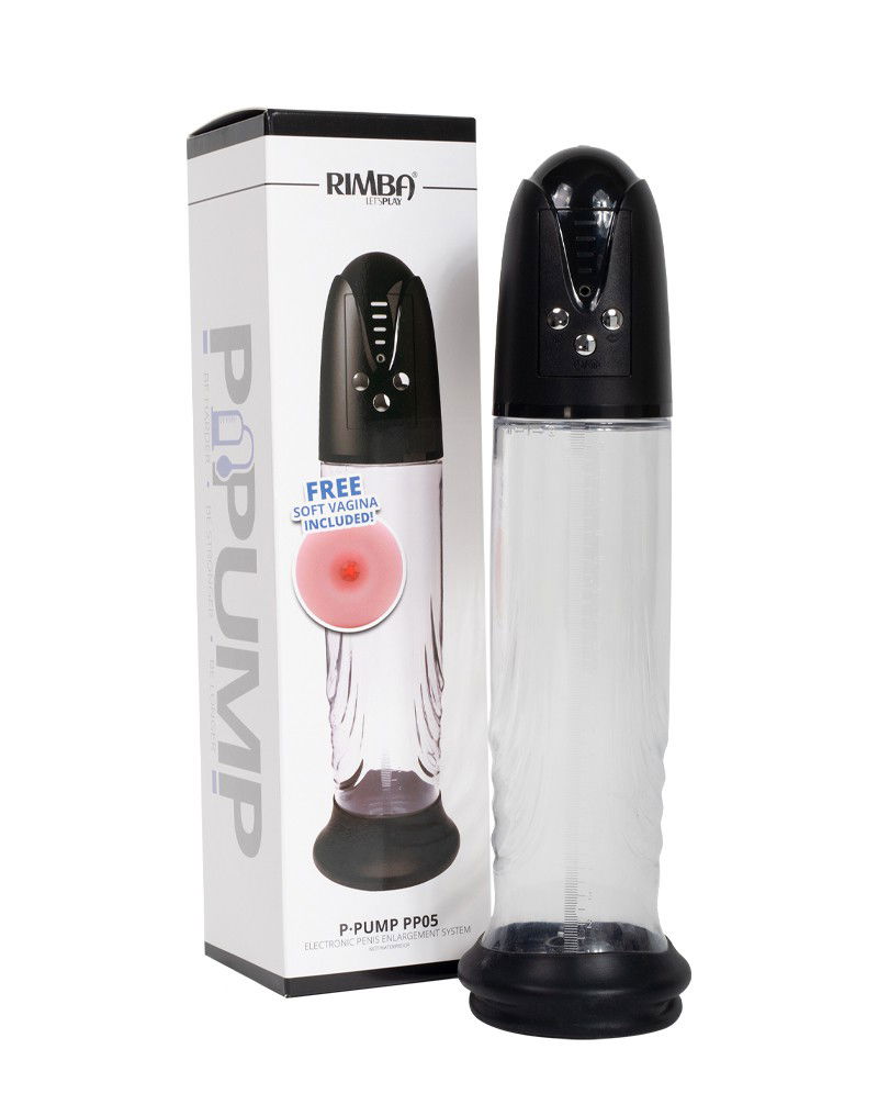 Rimba P-Pump Elektronische Penisvergroter met Vagina Sleeve Zwart