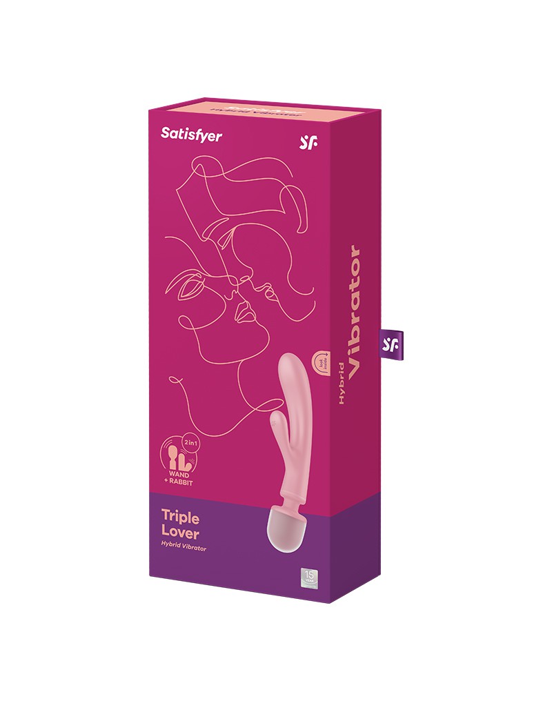 Satisfyer Triple Lover 2-in-1 Wand and Rabbit Vibrator Pink - Afbeelding 2