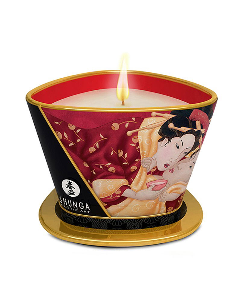 Shunga - Massagekaars - Sparkling Strawberry Wine - 170 ml