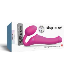 Strap-On-Me – Buigbare Strap-On Vibrator met Afstandsbediening Maat M – Fuchsia