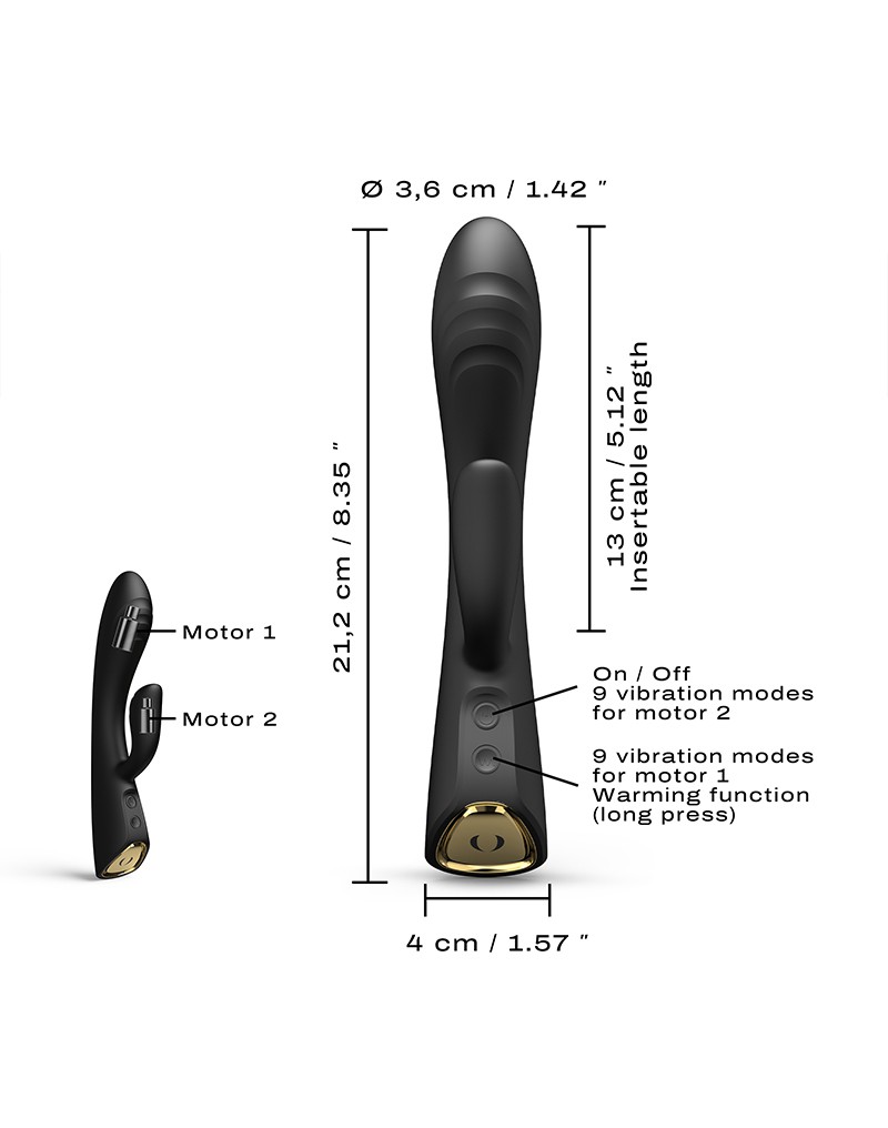 Dorcel Flexi Rabbit Verwarmde Rabbit Vibrator Zwart - Afbeelding 6