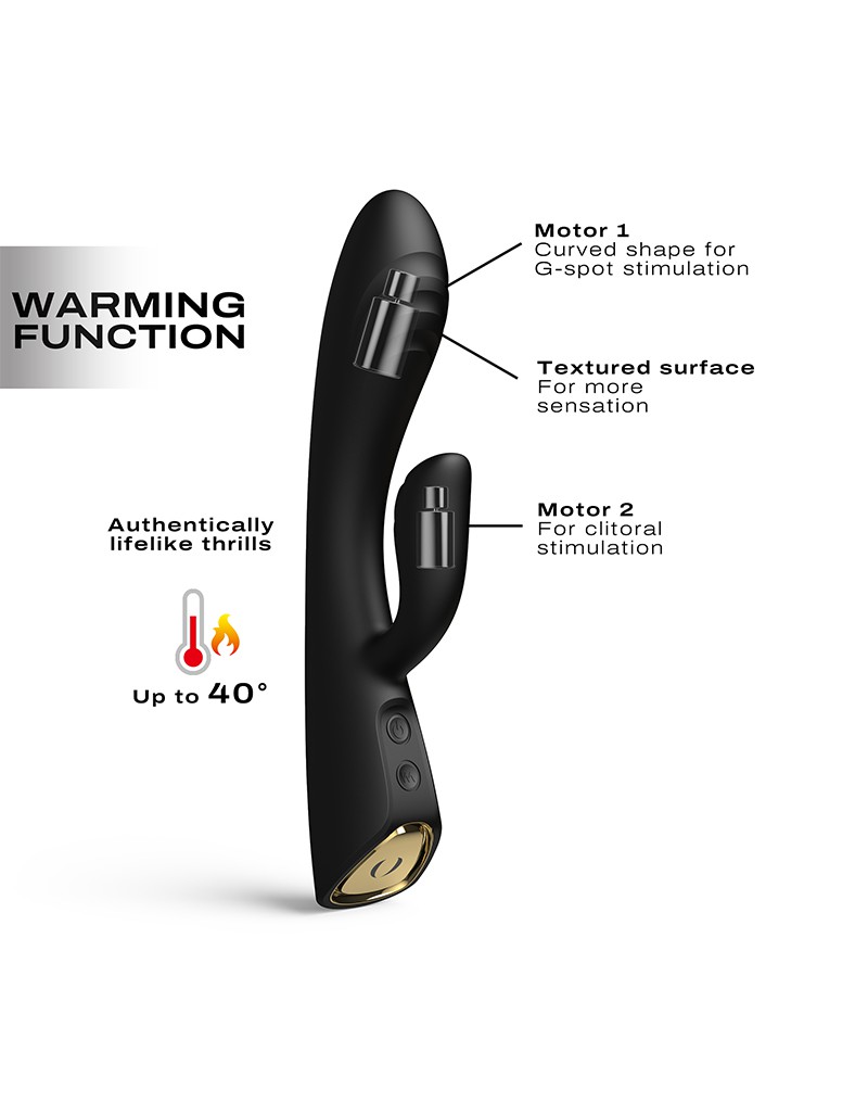 Dorcel Flexi Rabbit Verwarmde Rabbit Vibrator Zwart - Afbeelding 8