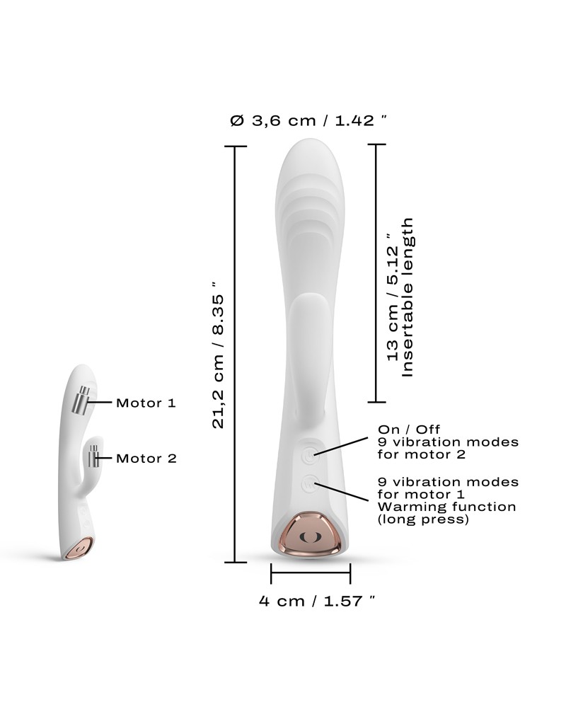 Dorcel Flexi Rabbit Verwarmde Rabbit Vibrator Wit - Afbeelding 6