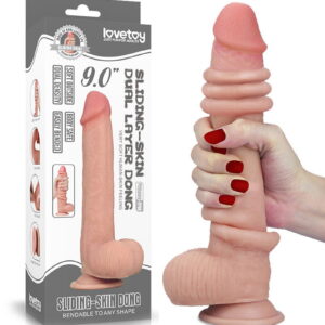 LoveToy – Sliding Skin Dildo 9″ / 23 cm (Ø 3.5 CM) – Nude