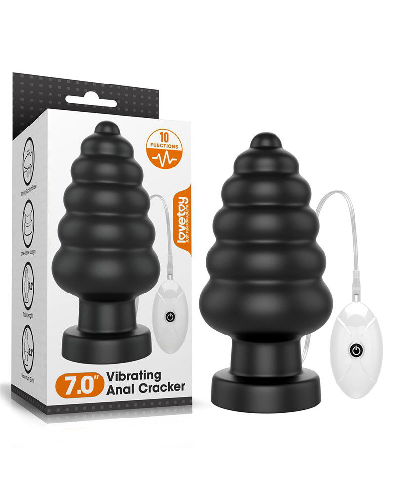 LoveToy - King Size Vibrating Anal Cracker 18 cm - Zwart