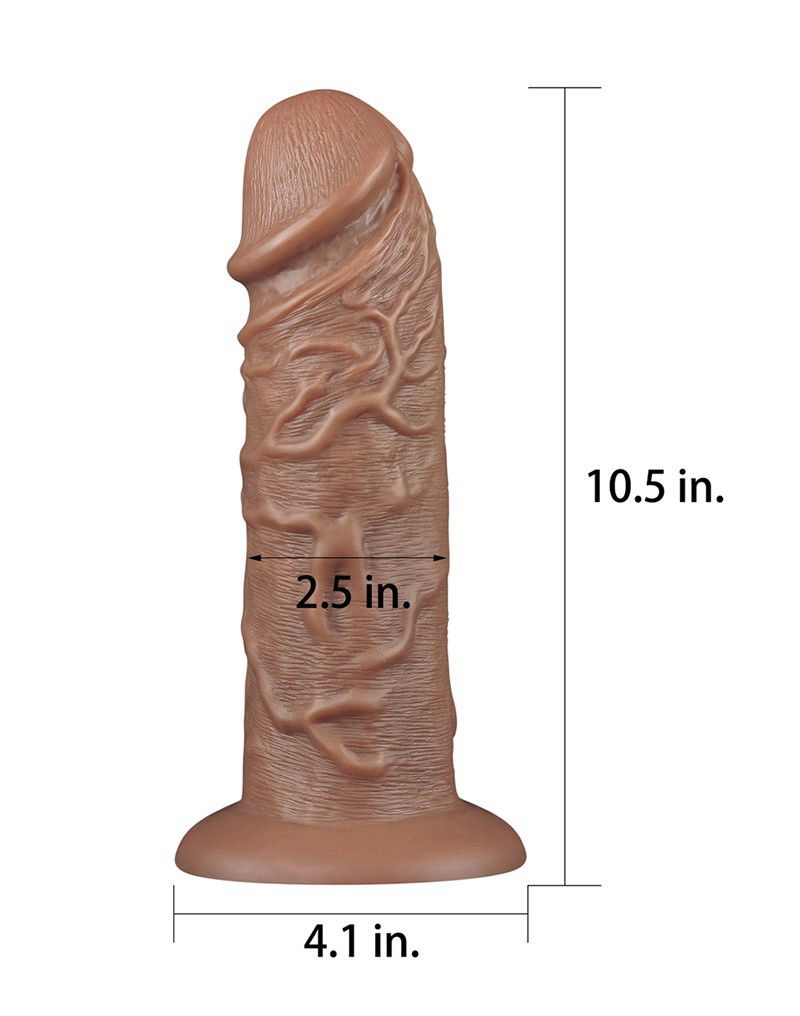 LoveToy - Realistic Chubby Dildo 27 cm - Bruin - Afbeelding 3